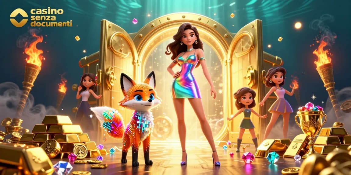 Scopri il brivido del casino senza documenti con colori vivaci e elementi dinamici in questa straordinaria illustrazione.