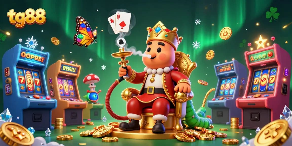 Experience casino thrills with tg88's vibrant 3D illustration showcasing a caterpillar master amid game elements.