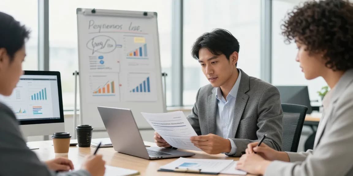 Team discussing Stripe merchant cash advance strategies in a modern office environment