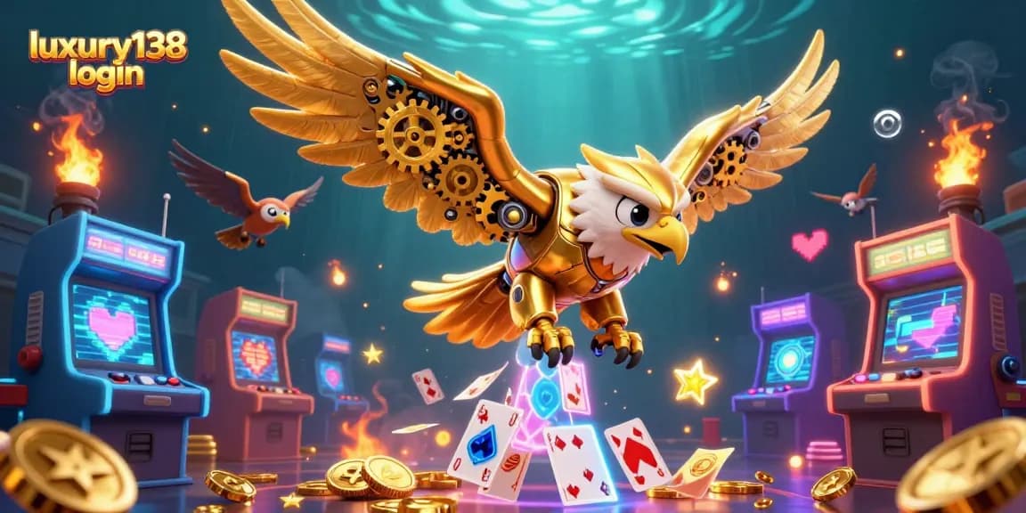 Experience the thrill of luxury138 login as you dive into a vibrant casino adventure amidst holographic playing cards.