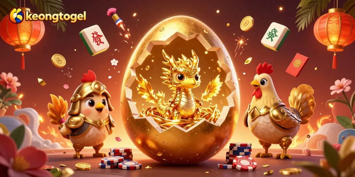 Engage with keongtogel's thrilling golden dragon and poker chip scene in our dynamic casino art.