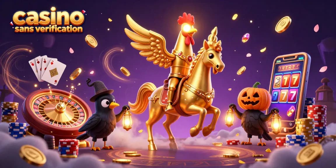 Plongez dans l'univers du casino sans vérification avec des personnages fantastiques et des symboles de jeux dynamiques.