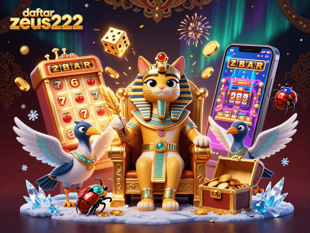 Play exhilarating games at daftar zeus222, featuring vibrant scenes with dynamic casino elements.