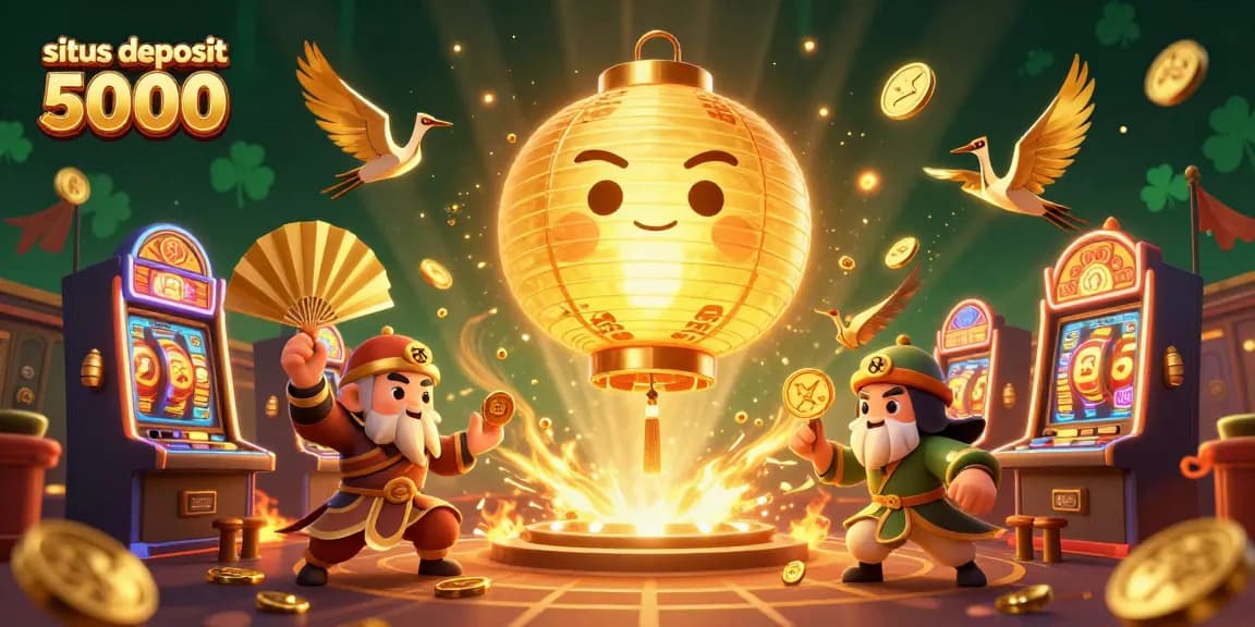 Experience winning action at situs deposit 5000 with this vibrant casino scene featuring dynamic slot gameplay.