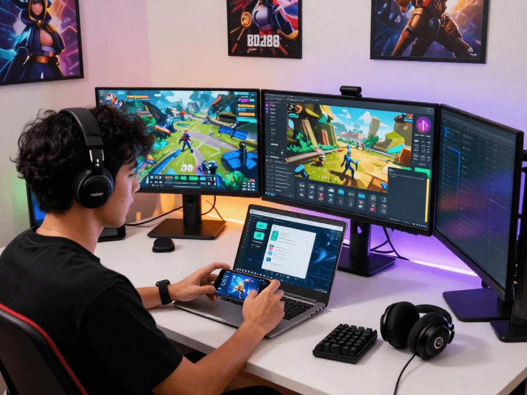 Gamer na gumagamit ng bd188 app para sa mga mobile games sa modernong setup.
