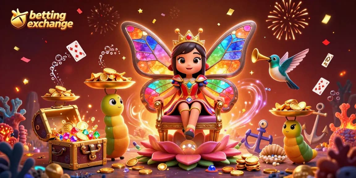 Experience the thrill of betting exchange with cartoon characters in a vibrant casino setting.