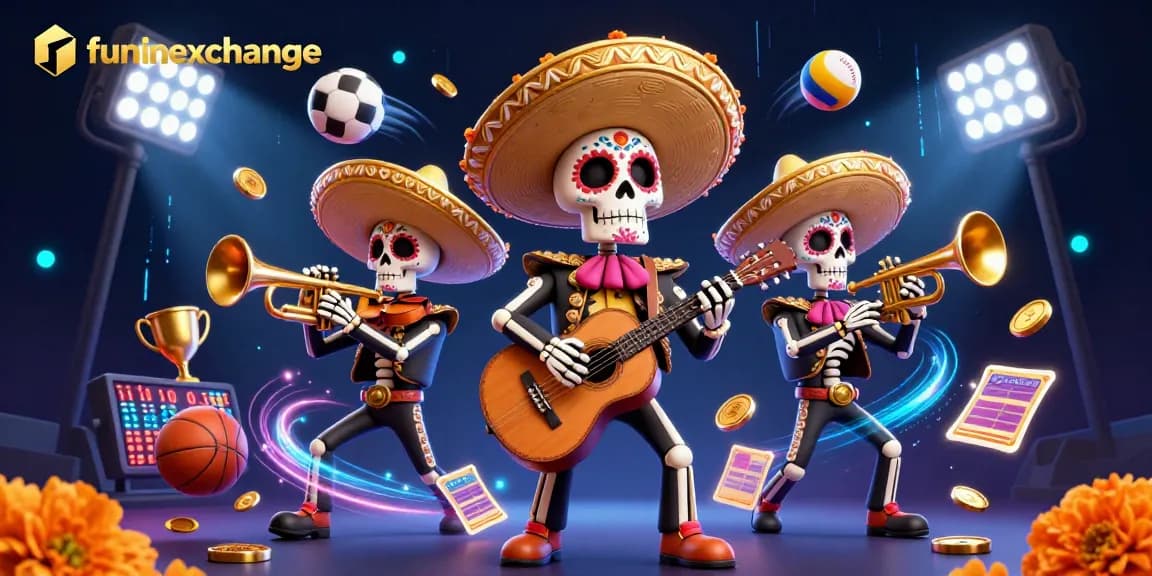 Experience betting action on funinexchange with dynamic sports-themed illustrations of a mariachi band in 3D.