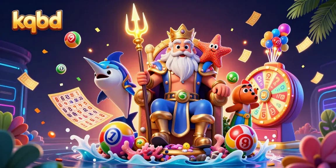 Engage with kqbd's vibrant lottery scene featuring Neptune, his bodyguard, and dynamic elements.