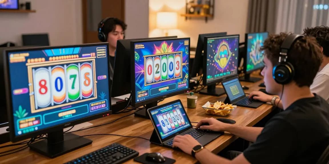 Pengalaman bermain slot online di Pasar88 dengan pemain yang terlibat dan grafik warna-warni.