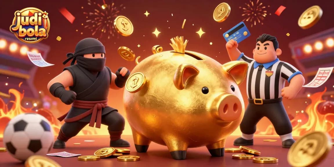 Experience the excitement of judi bola resmi with a thrilling showdown between a sumo wrestler piggy bank, a ninja, and a samurai referee.