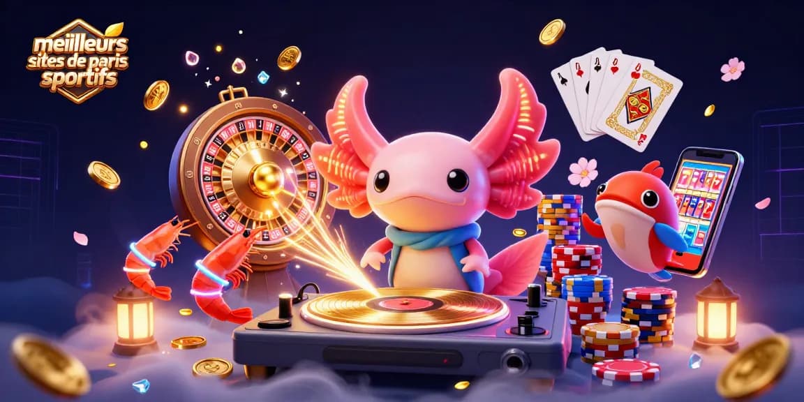 Apprenez les meilleurs sites de paris sportifs avec une illustration dynamique et des éléments de casino ajoutés.
