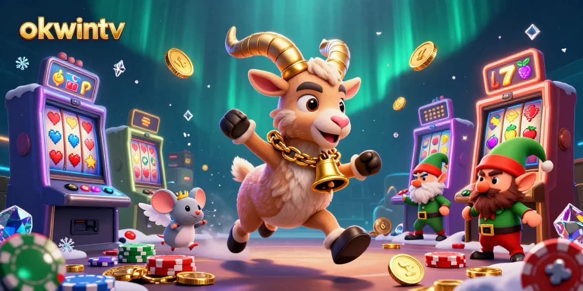 Spin the reels at okwintv's casino with Krampus, a tiny angel mouse, and mischievous elf gremlins.
