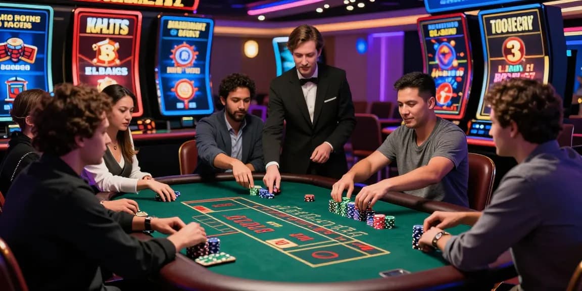 Players enjoying Baccarat Online in a vibrant virtual casino setting, showcasing excitement and jackpots.