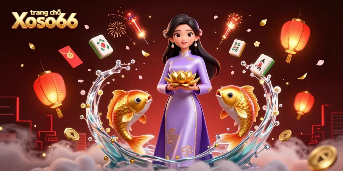 Experience the excitement of winning with trang chủ Xoso66's vibrant 3D illustration depicting casino elements and a serene atmosphere.
