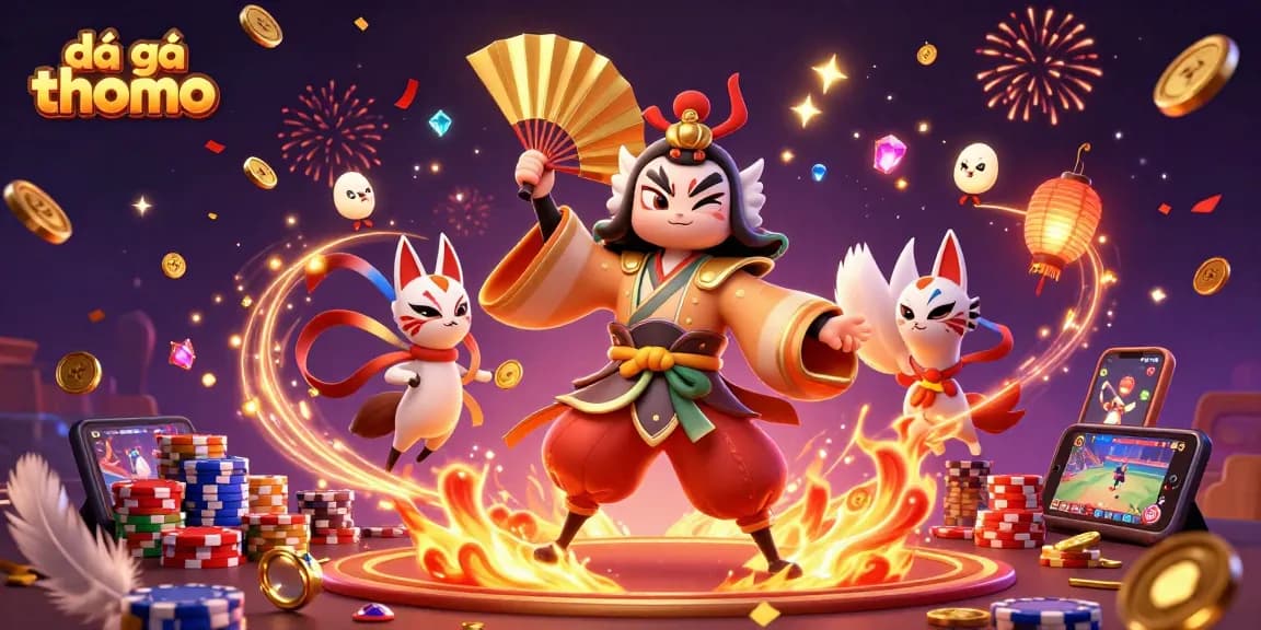 Experience vibrant đá gà thomo action with dynamic illustrations of cockfighting in a detailed arena.