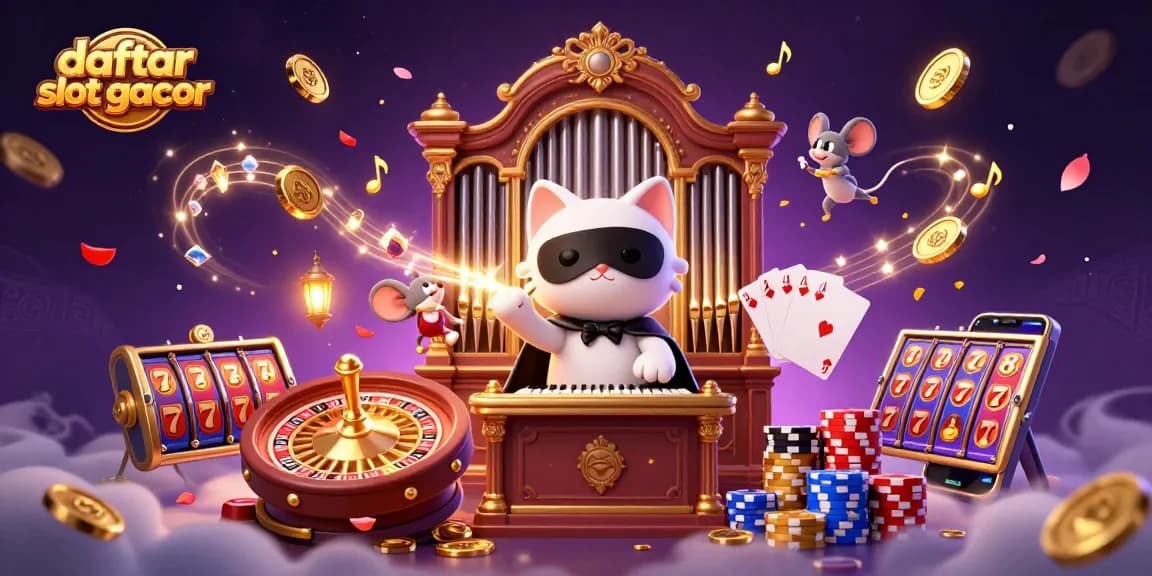 Menangkan jackpot dengan daftar slot gacor dalam ilustrasi kasino yang meriah dan penuh aksi.