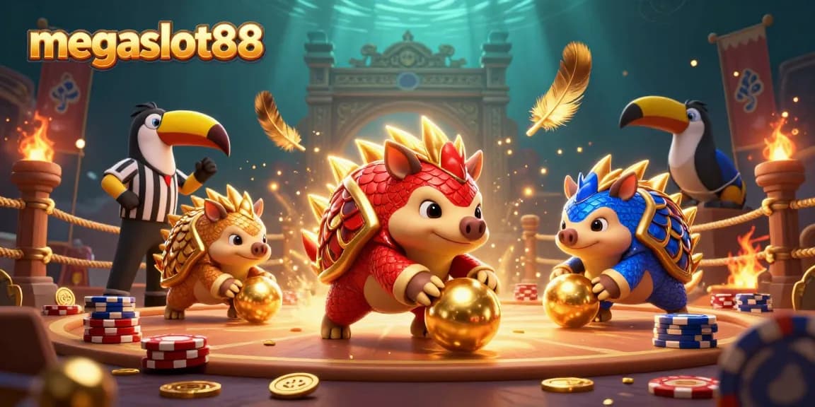 Roll the dice with megaslot88 in a vibrant casino battle featuring pangolins!