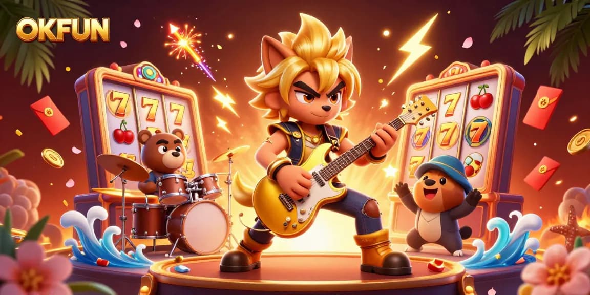 Engage in thrilling casino gameplay with OKFUN's colorful slots and charismatic characters.