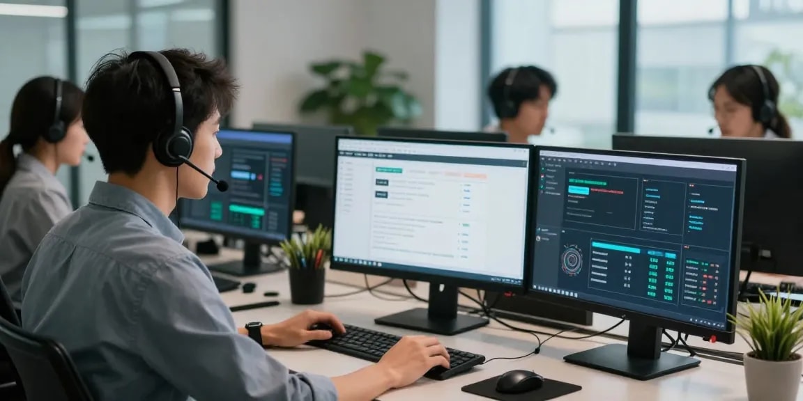 Best dumps shop customer support scene with tech specialists assisting clients in a secure environment.