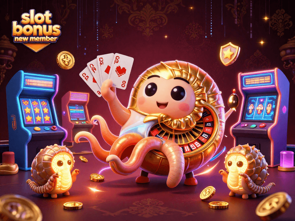 Experience thrilling action with slot bonus new member opportunities, featuring vibrant 3D casino scenes.