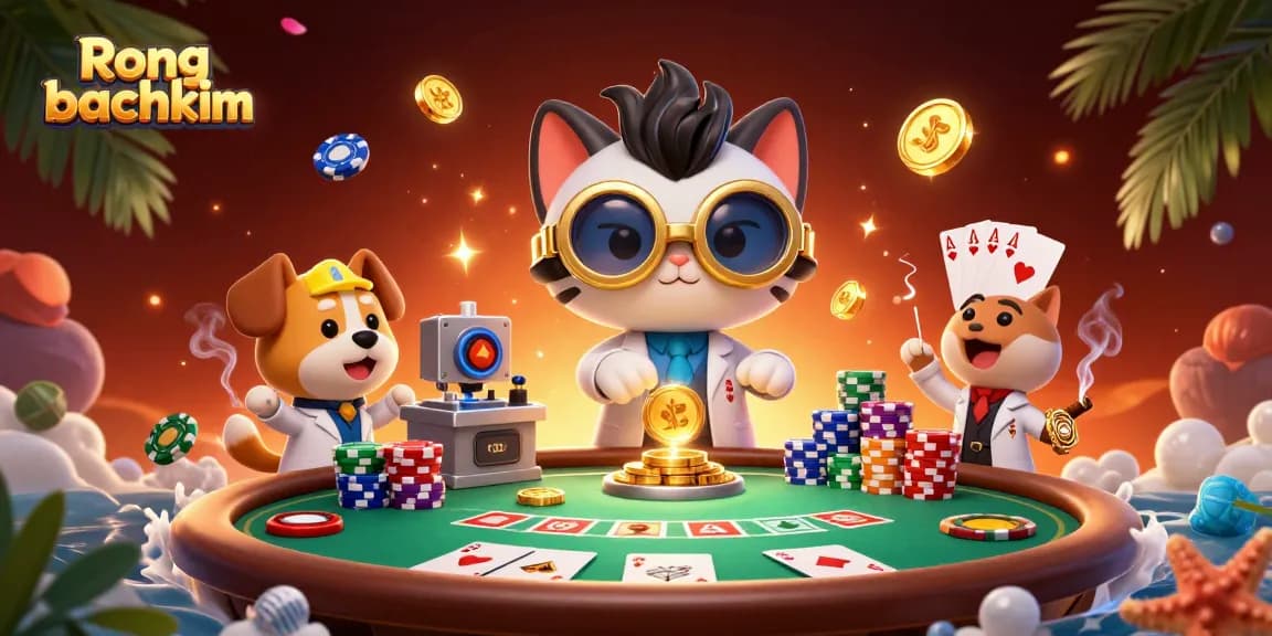 Engage with the thrilling Rong bachkim poker scene featuring vibrant characters and dynamic casino elements.