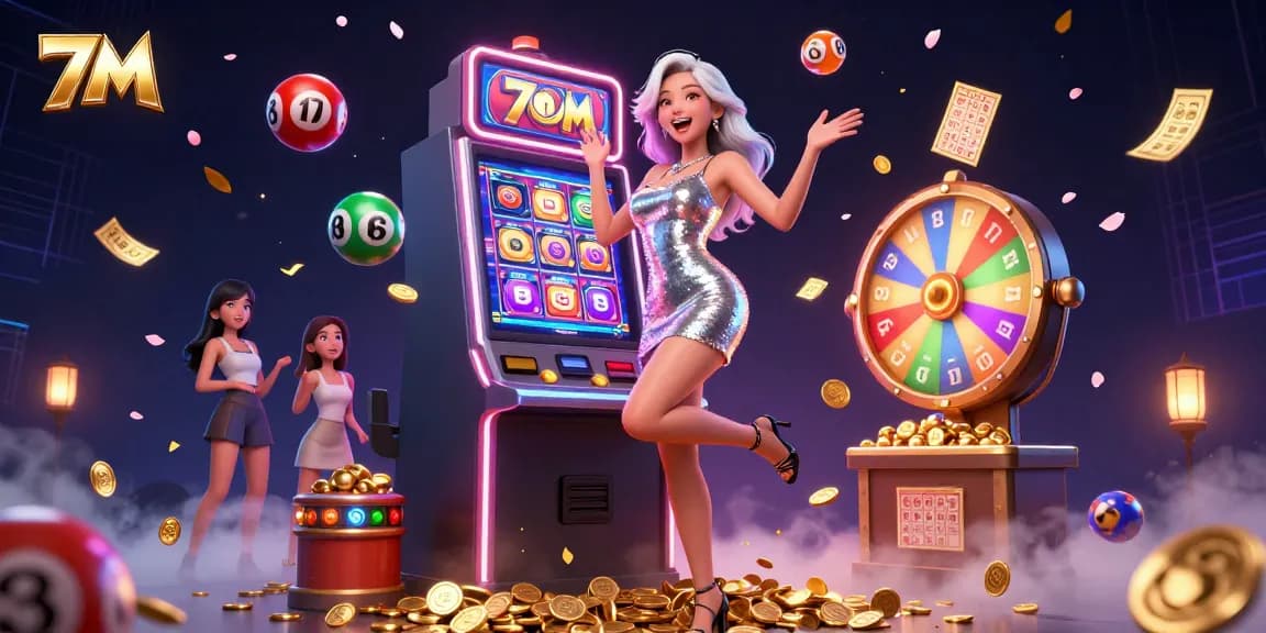 Experience the excitement of winning at 7M with thrilling jackpots and colorful casino elements.