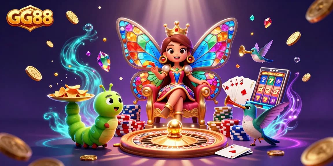 Experience the excitement at GG88 with a vibrant 3D casino illustration showcasing thrilling games and rewards.