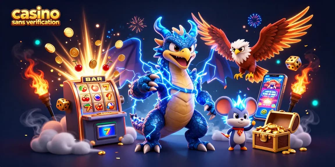 Jouez dans un casino sans vérification avec des dragons et des symboles de jackpot animés.