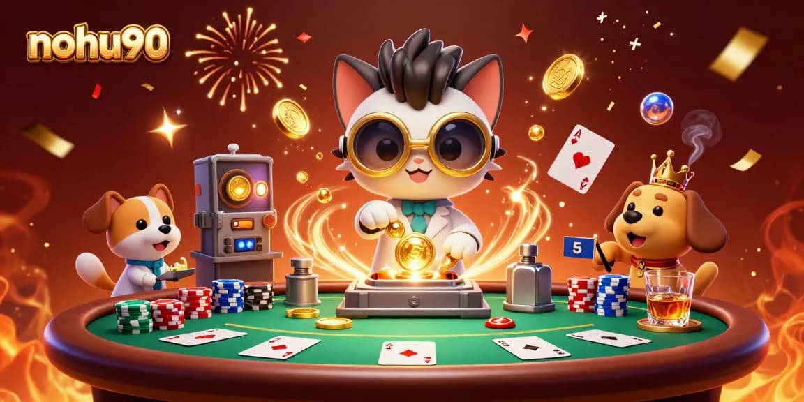 Nohu90 immerses players in the thrilling atmosphere of casino gaming, revealing vibrant poker elements.