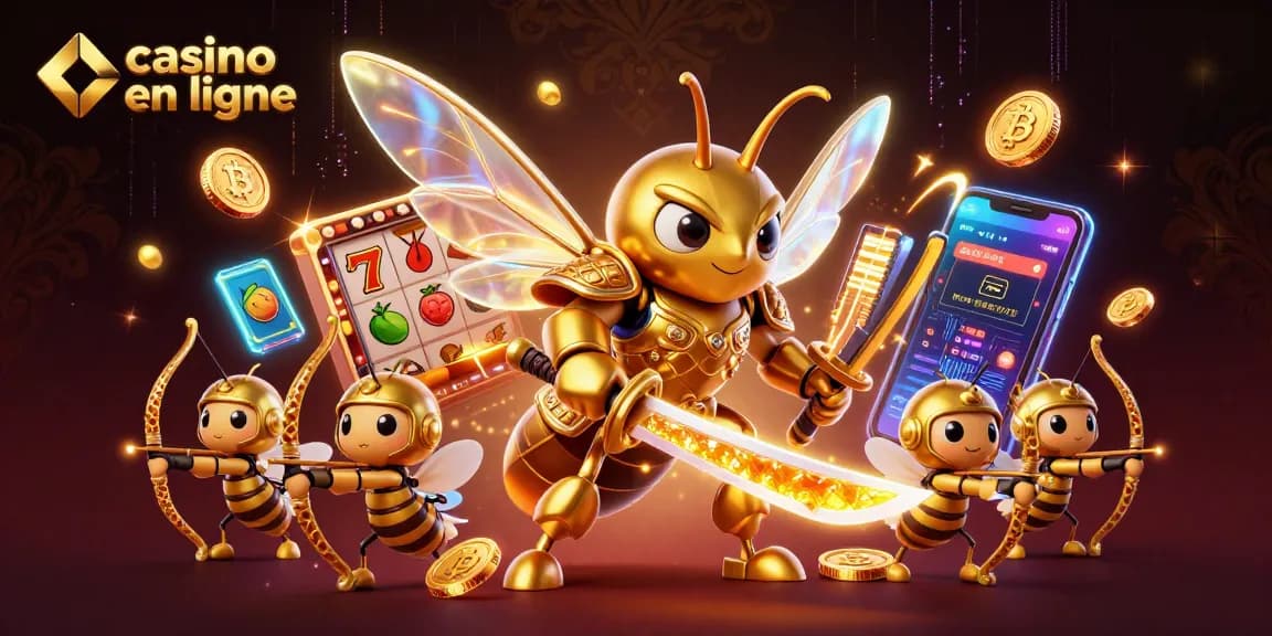 Jouez à un casino en ligne avec un hornet en armure et des jeux de machines à sous.