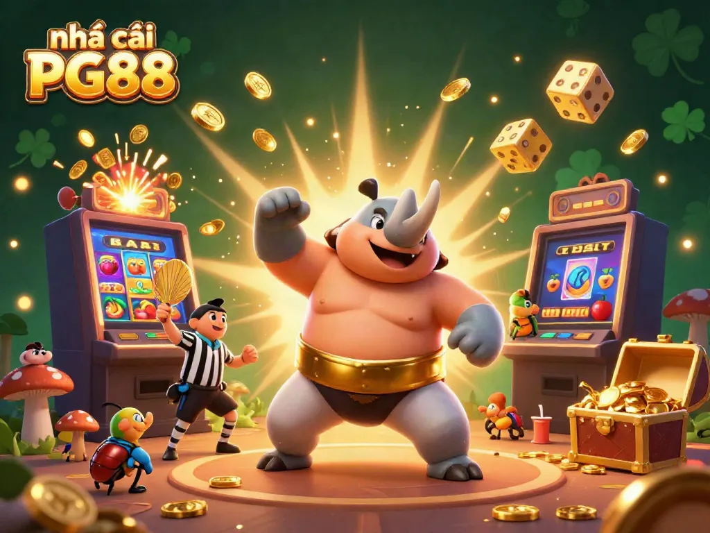 Experience excitement at nhà cái PG88 with vibrant casino characters and dynamic game elements.