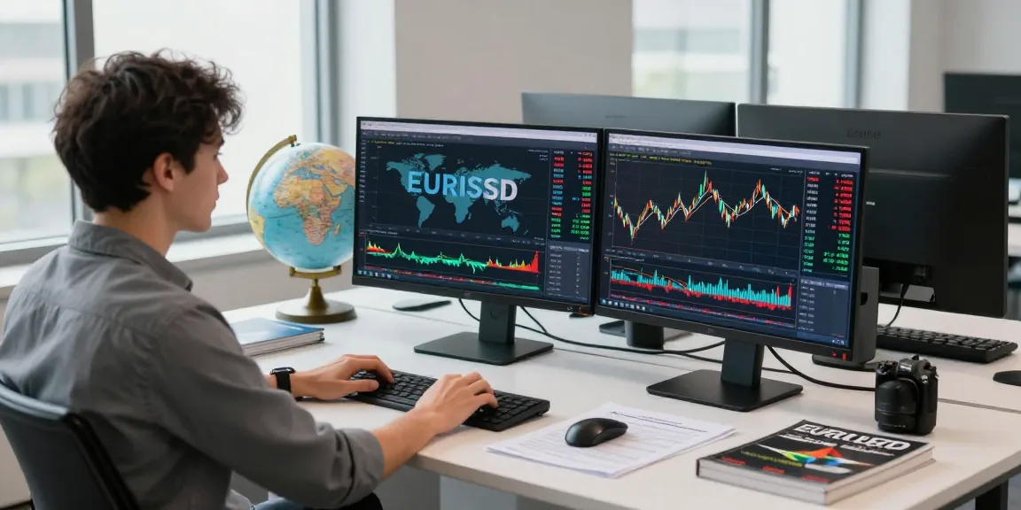 实时外汇数据分析场景，展示EURUSD行情数据源的专业交易环境。