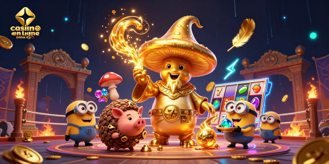 Casino en ligne sans KYC : Illustration 3D captivante de personnages de jeu et symboles d'argent.