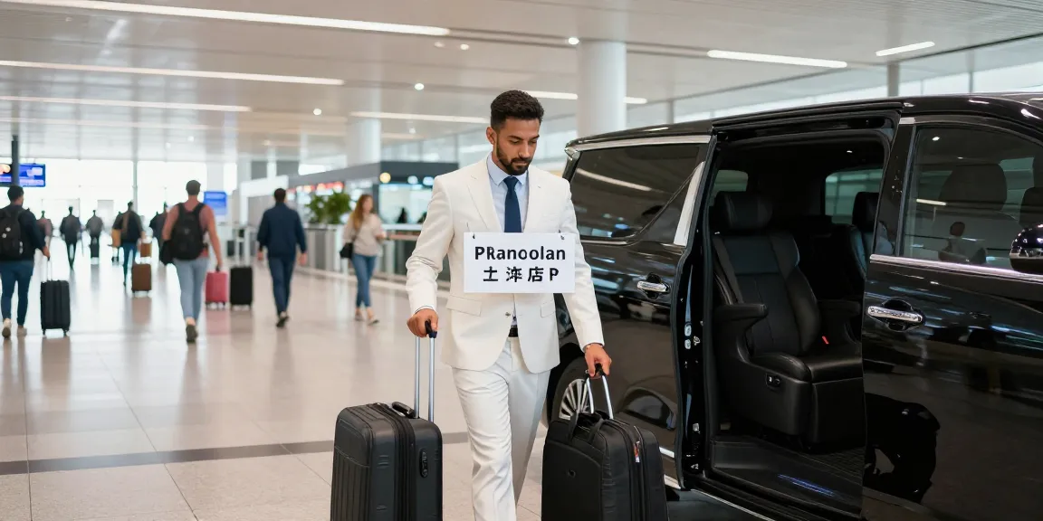 Airport chauffeur service in Dubai with professional driver assisting travelers at the airport.