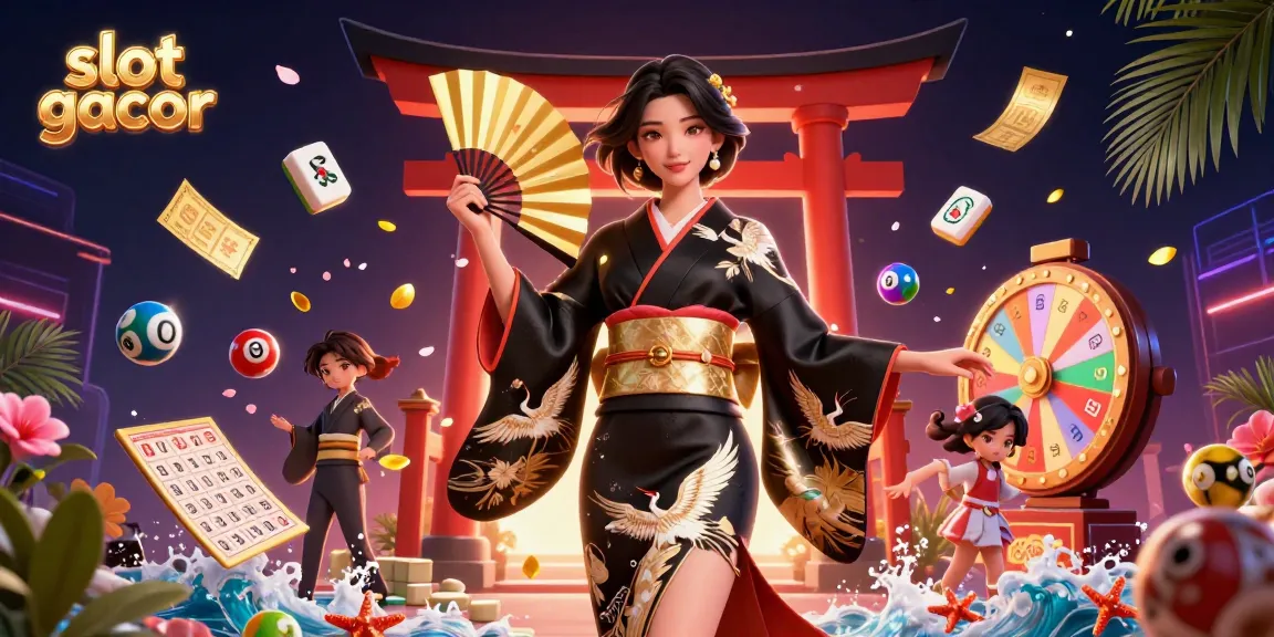 Experience the thrill of slot gacor with vibrant lottery balls and dynamic casino elements creating an engaging gaming scene.