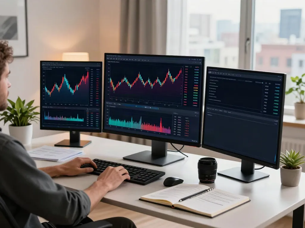 Trading workspace showcasing use of indices data API for cryptocurrency analysis and real-time data visualization