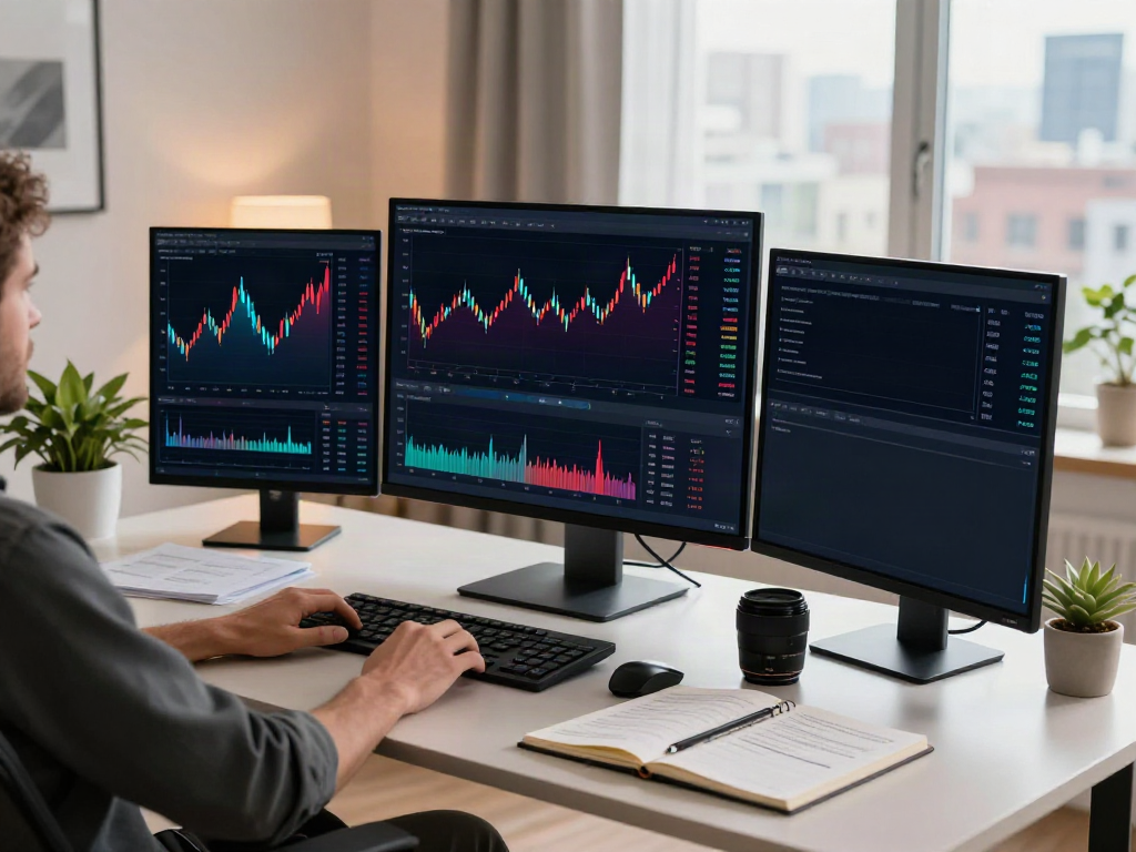 Trading workspace showcasing use of indices data API for cryptocurrency analysis and real-time data visualization