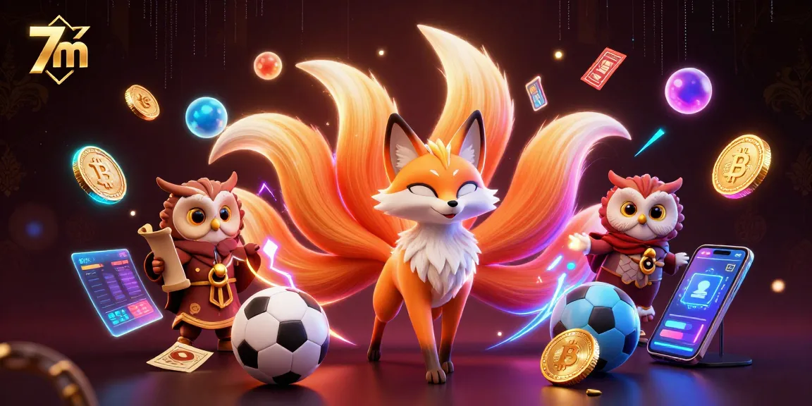 Experience the thrill of 7m sports betting with dynamic visuals and crypto elements in a vibrant 3D illustration.