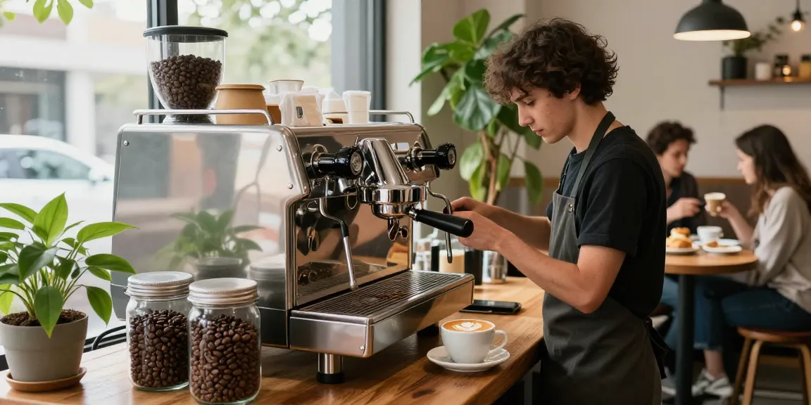 Experience rokok88 with expert barista crafting espresso in vibrant café.