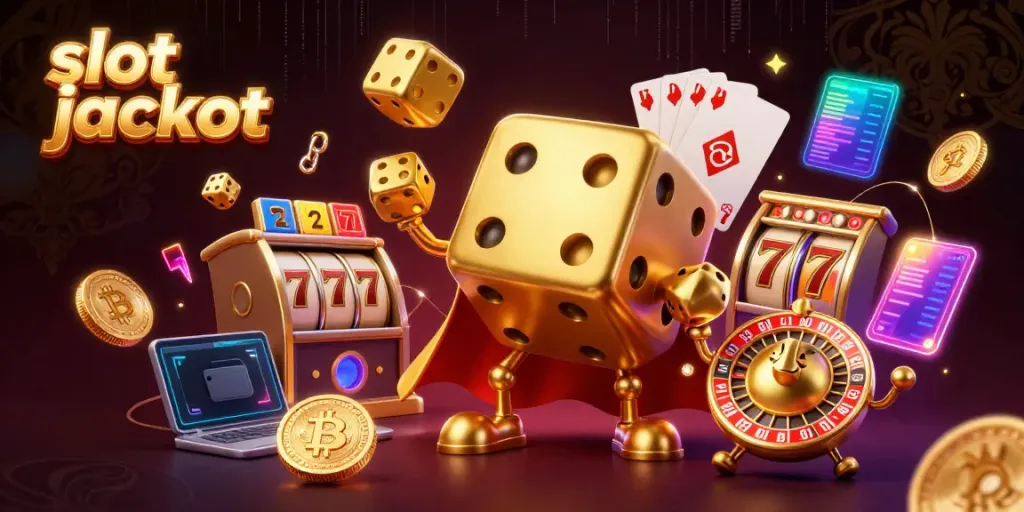 Experience the thrill with slot jackpot in this vibrant 3D cartoon casino scene filled with game elements.