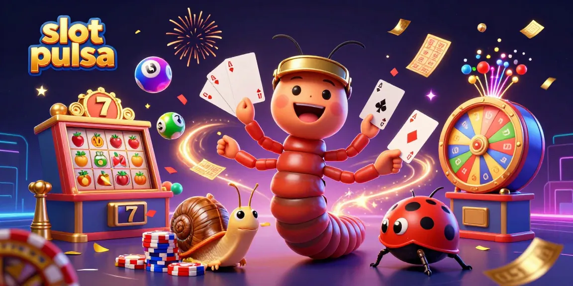 Menggenggam slot pulsa, dealer milipede dengan seratus tangan kecil menangani kartu, simbol buah dan banyak chip bernilai.