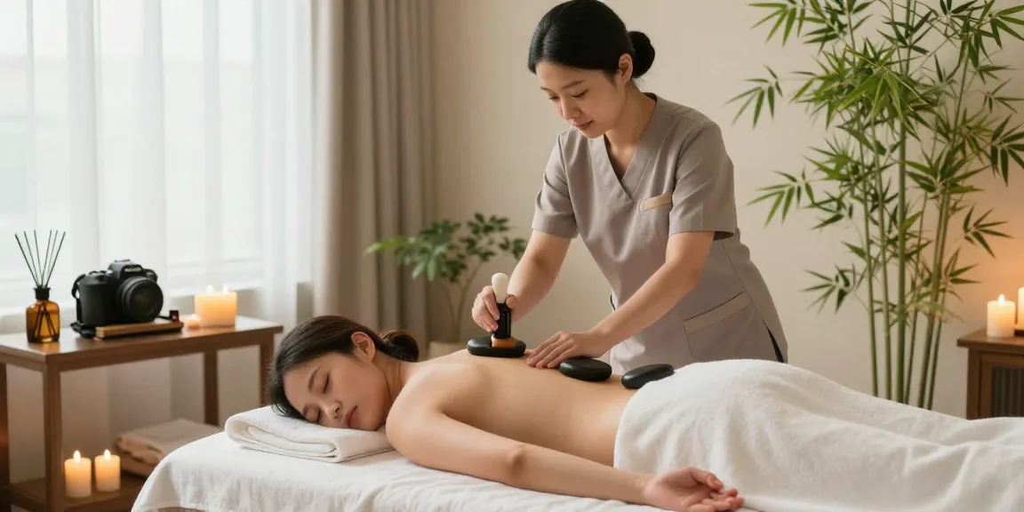 Relaxing 출장마사지 therapy in a tranquil spa setting with soothing ambiance.