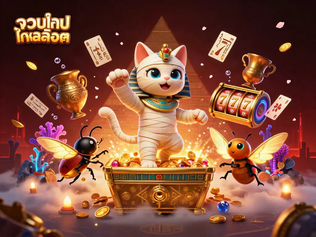 Experience thrilling gaming with รวมเกมสล็อต featuring vibrant 3D characters and captivating elements in a stunning casino scene.