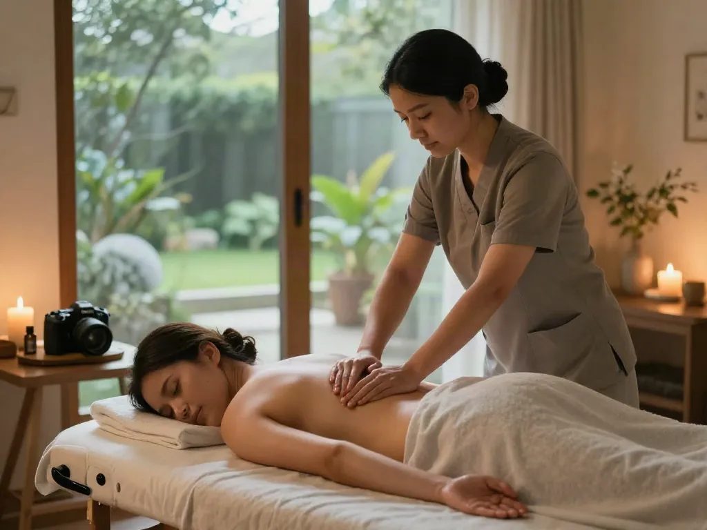 Experience 화성출장안마 in a serene home massage setting with soothing ambiance.