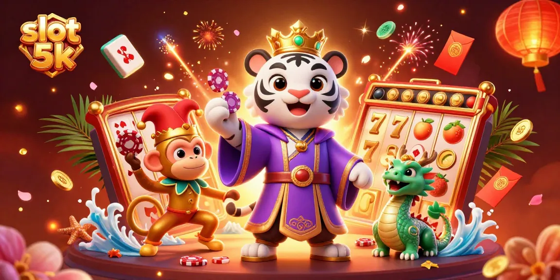 Engaging scene featuring slot 5k's vibrant characters and jackpot elements in this casino illustration.