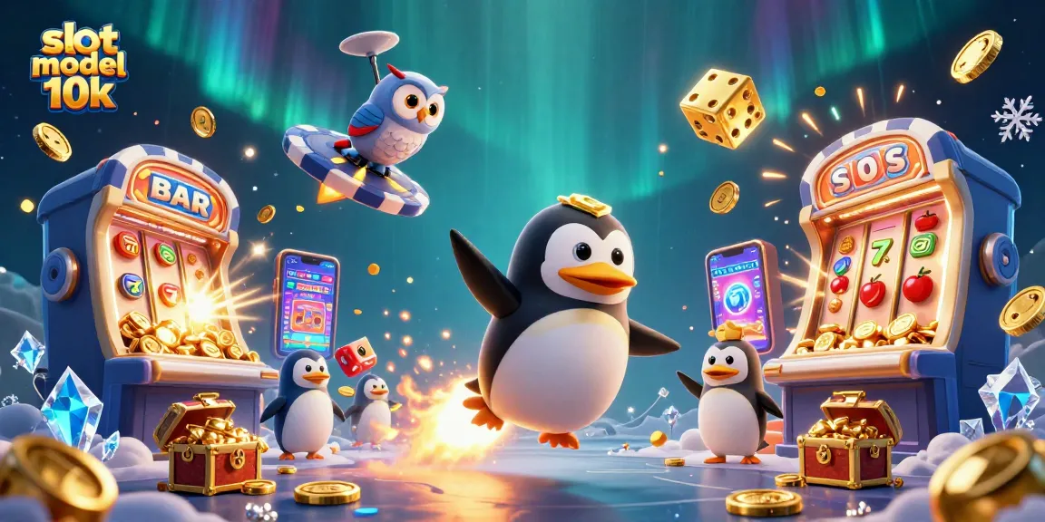 Experience slot modal 10k excitement with a colorful 3D casino illustration featuring dynamic characters and vibrant gaming elements.
