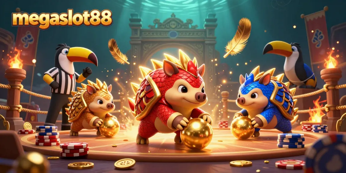 Roll the dice with megaslot88 in a vibrant casino battle featuring pangolins!