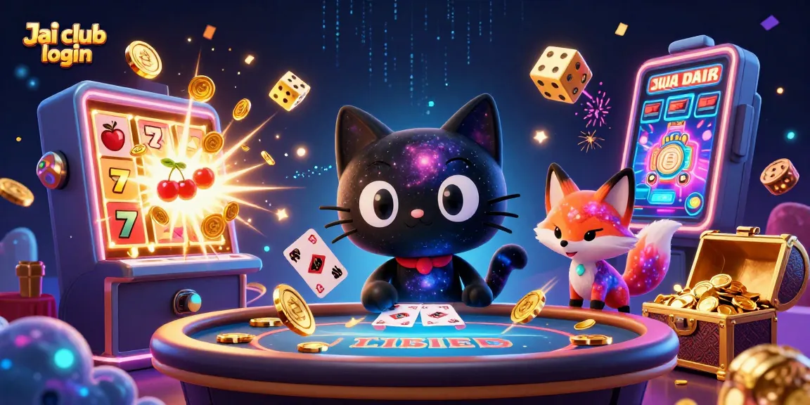 Experience the thrill of Jai club login with vibrant casino characters and a jackpot explosion scene.