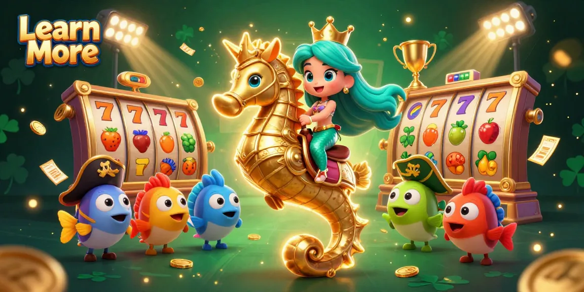 Experience thrilling gameplay with Learn More featuring a vibrant 3D mermaid and casino elements.