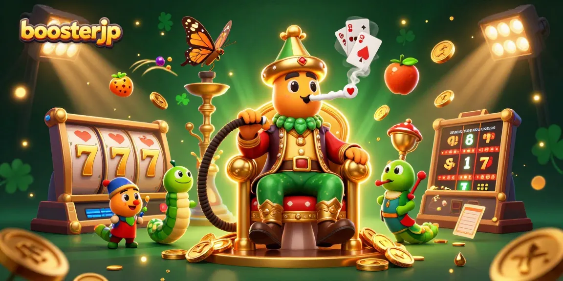 Bermain slot online di platform boosterjp dengan simbol dan jackpot menarik yang terlihat cerah.
